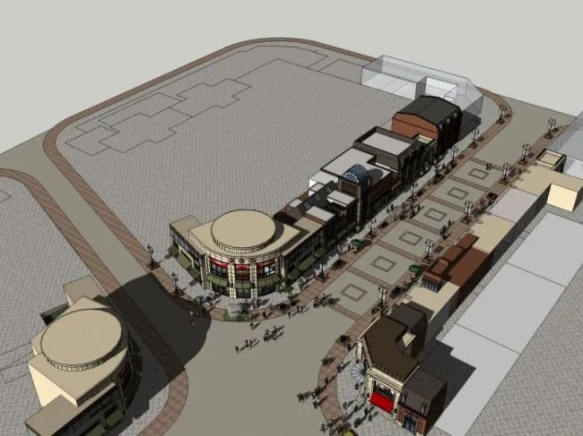 SketchUp Business Model: Modern Multi-Story Commercial Street Design