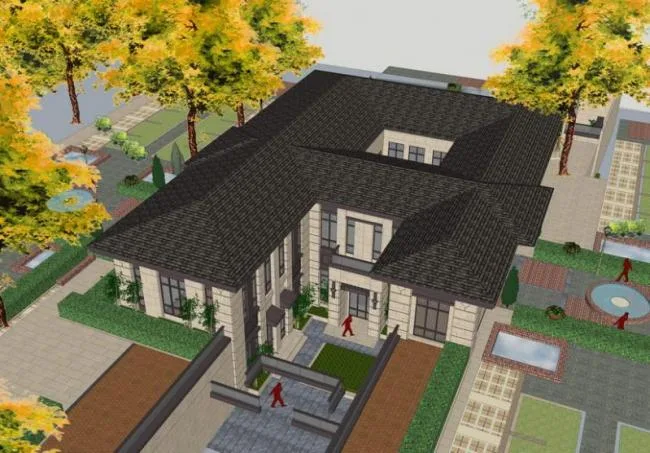 Sketchup Business Model | Multi story clubhouse, commercial building, French style, classical style