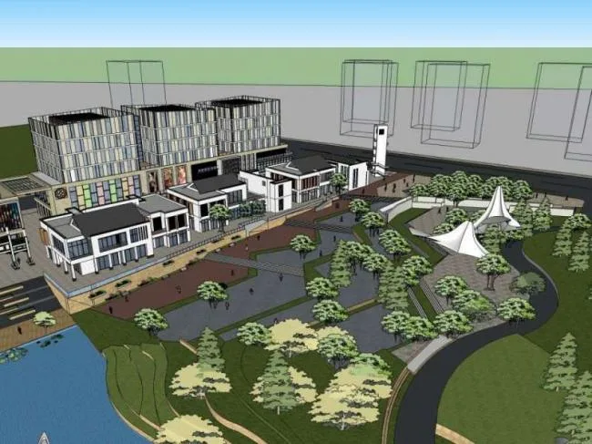 Sketchup Business Model | Multi story Commercial Building, Classical Style