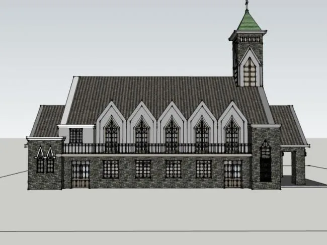 Sketchup Cultural Model | Multi story Church, Cultural Architecture, Classical Style