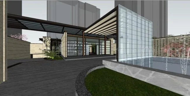 Sketchup Business Model | Multi story clubhouse, commercial building, modern style