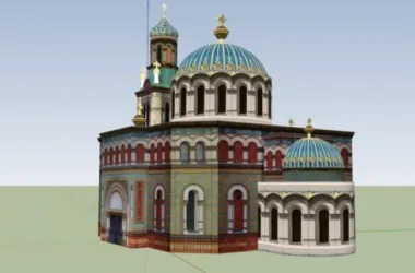 SketchUp Cultural Model: Multi-Story Classical Church Architecture-BIM WORLD