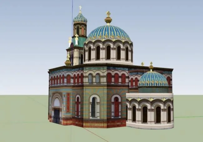 SketchUp Cultural Model: Multi-Story Classical Church Architecture
