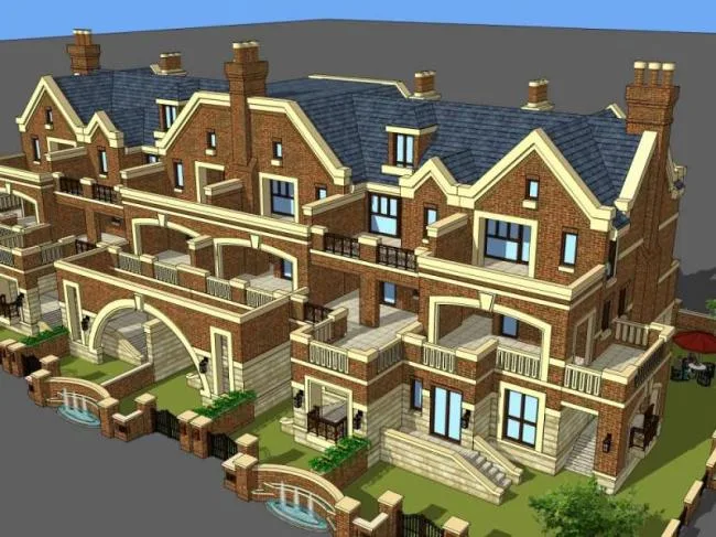 Sketchup Villa Model | Multi row Villa, European Classical Style