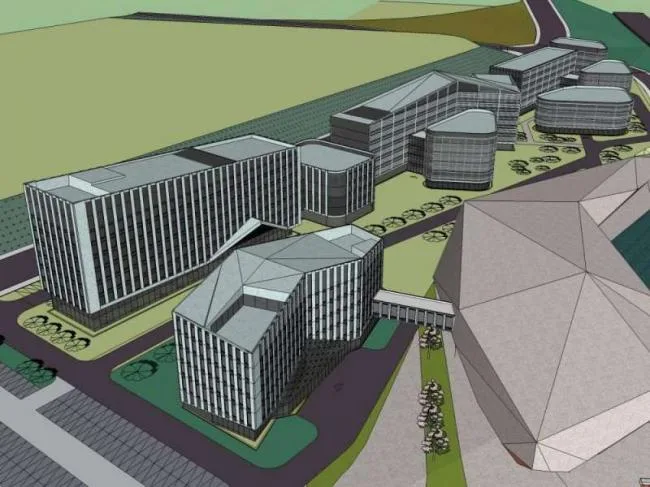 Sketchup Business Model | Multi story Stone City, Commercial, Modern Style
