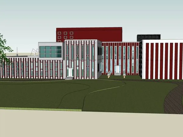 Sketchup Cultural Model | Multi story Civil Engineering Library, Cultural Architecture, Modern Style