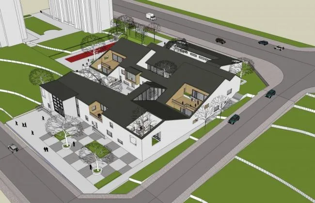 Sketchup School Model | Multi story Kindergarten, Modern Style, Sloping Roof, Educational Building