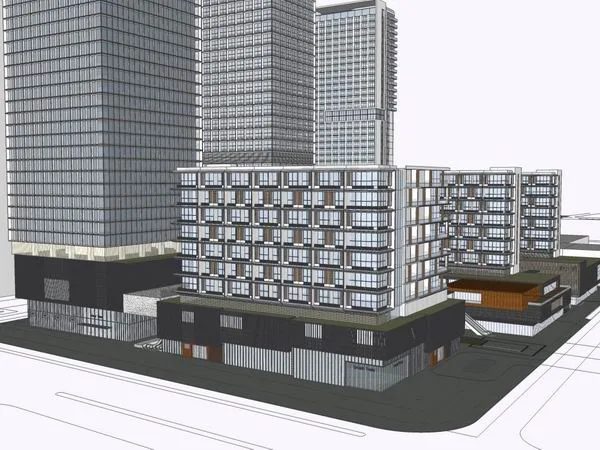 Sketchup Complex Model | Super high-rise complex, office building, ground floor commercial, hotel, apartment, modern style
