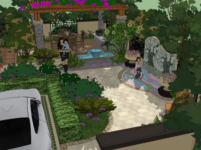 Sketchup Landscape Model | Villa Landscape, Classical Style
