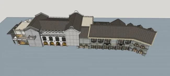 Sketchup Business Model | Multi story Commercial Street, Republic of China Style, Chinese Style