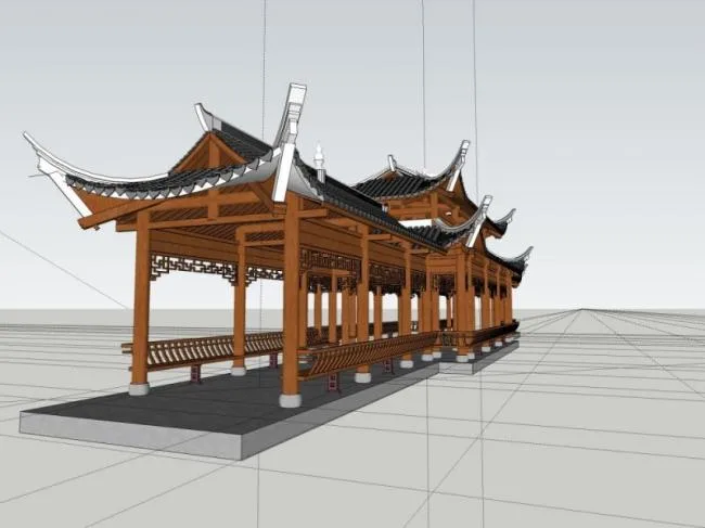 Sketchup Ancient Architecture Model | Corridor Bridge, Ancient Architecture, Cultural Architecture, Chinese Style