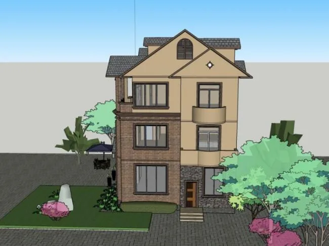 Sketchup Villa Model | Stacked Villa, Classical Style