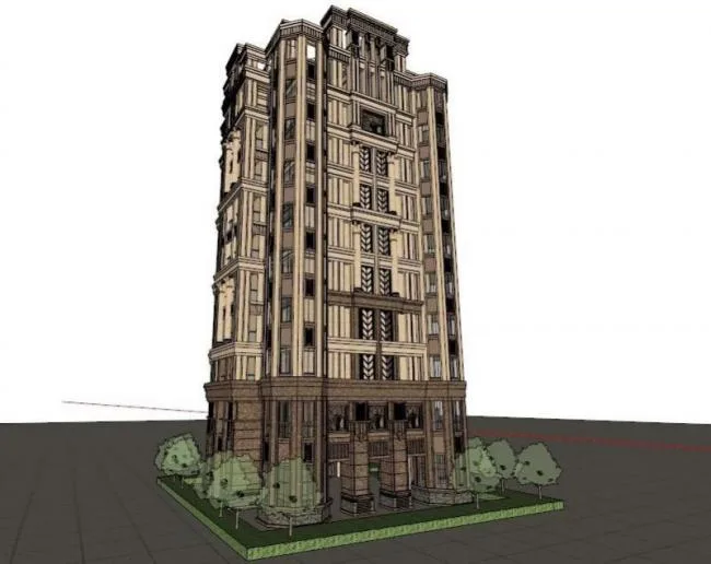 Sketchup Residential Model | High rise Residential Buildings, Classical Style