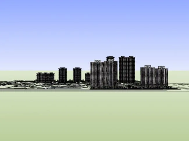 Sketchup Residential Model | High rise Residential Buildings, Modern Style