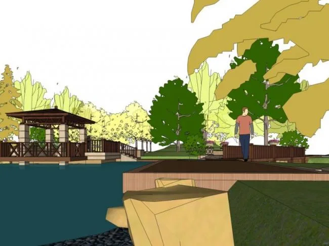 Sketchup Landscape Model | Community Landscape, Residential Landscape, Classical Style