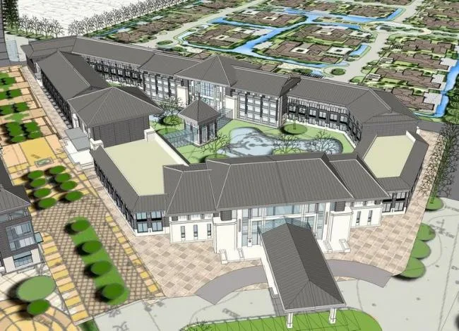 Sketchup Hotel Model | Grassland style Folk Customs Resort, Multi story Hotel, New Chinese Style