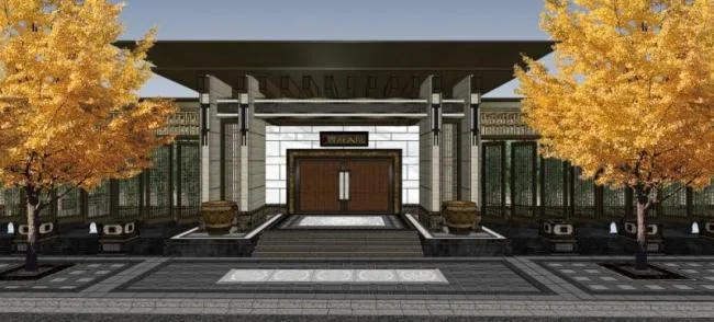 Sketchup Business Model | Multi story Sales Office, Modern Chinese Style