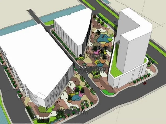 Modern Square Landscape Design in SketchUp