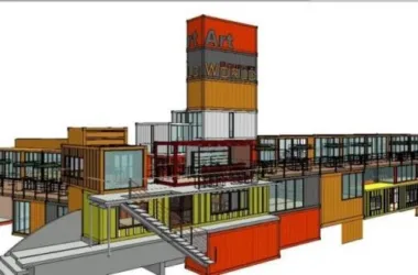 SketchUp Business Model: Modern Multi-Story Container-Based Commercial Entertainment and Leisure Facilities-BIM WORLD