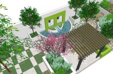 Modern Villa Courtyard Landscape Design in SketchUp-BIM WORLD
