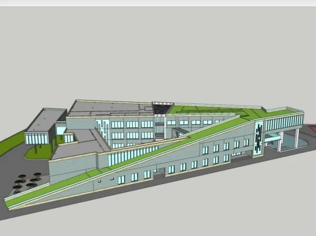 Modern Multi-Story Elderly Care Center and Medical Building SketchUp Model