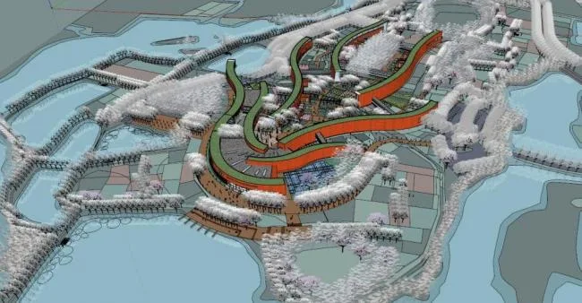 Sketchup Landscape Model | Waterfront Landscape, Modern Style