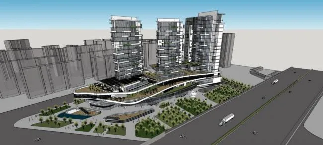 Sketchup Complex Model | Multi story high-rise mixed use, commercial complex, residential, modern style