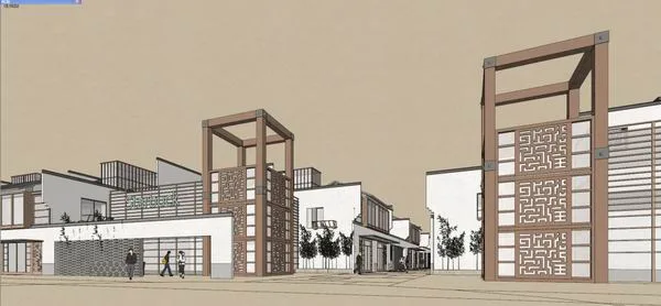 Sketchup Business Model | Multi story Commercial Street, Pedestrian Street, Modern Chinese Style