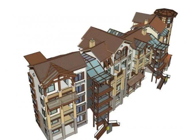 Sketchup Residential Model | Multi story Residential Building, European Style, Residential Architecture, Classical Style