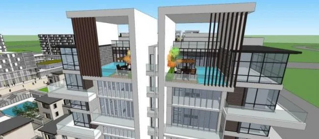 Sketchup Residential Model | Multi story Residential Complex, Modern Style