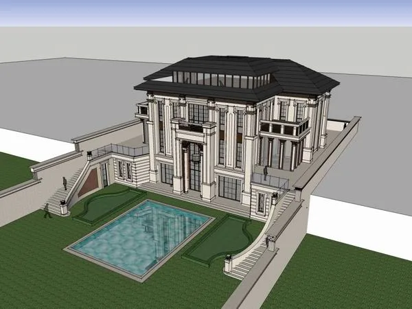 Sketchup Villa Model | Solo Private Villa, Classical Style