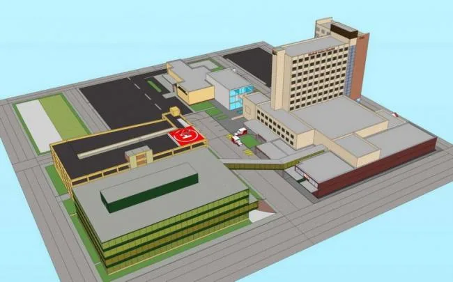 Sketchup Hospital Model | Multi story Mixed Hospital, Medical Building, Modern Style