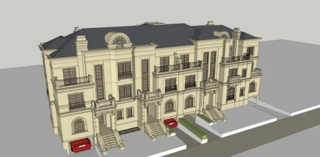 Sketchup Villa Model | Row Villa, French Style, Classical Style