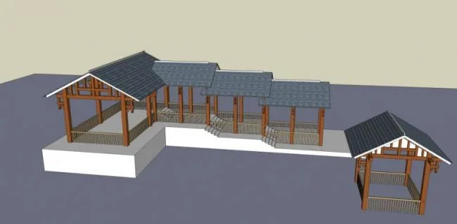 Sketchup Sketch Model | Pavilion, Chinese Style, Sketch