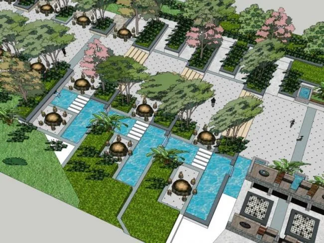 Sketchup Landscape Model | Landscape Nodes, Modern Style