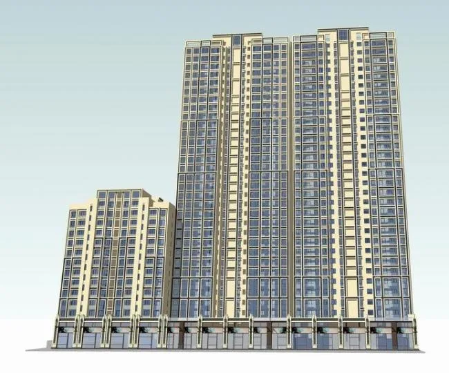 Sketchup Residential Model | High rise residential, modern style, ground floor commercial, residential building