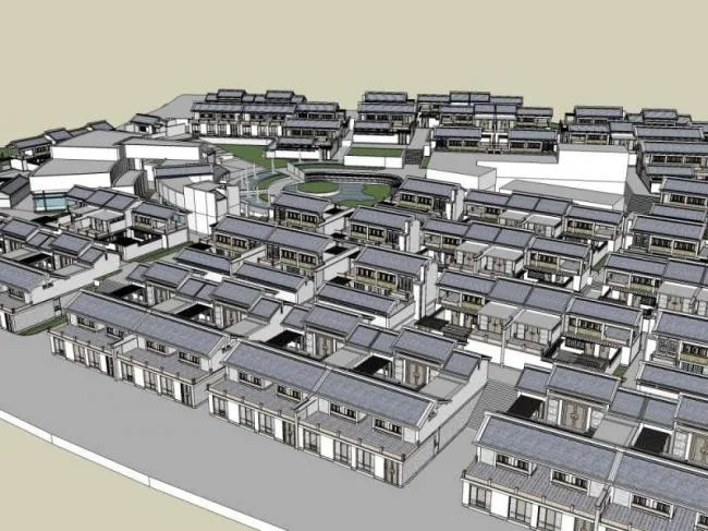 Sketchup Villa Model | Villa Residential Complex, Chinese Style