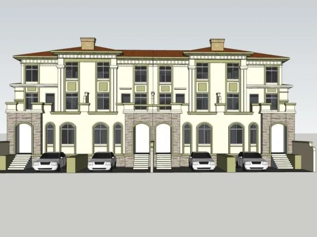 Sketchup Villa Model | Multi row Villa, Modern Style