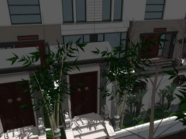 Sketchup Villa Model | Row Villa, Chinese Style