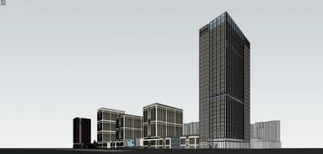 Sketchup Complex Model | Multi story Commercial Complex, Office Building, Commercial Shopping Center, Classical Style