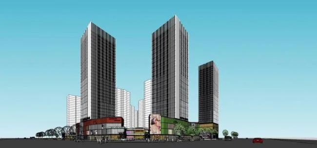 Sketchup Complex Model | High rise commercial complex, hotel office, commercial podium, modern style