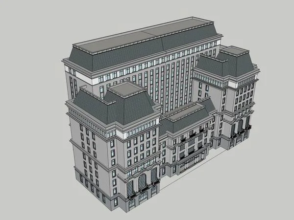 Sketchup Hotel Model | High rise Hotel, Office, Classical Style