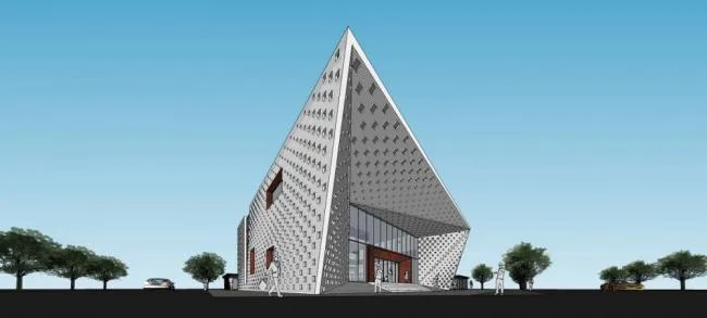 SketchUp Business Model: Modern Multi-Story Commercial Club with Futuristic Design