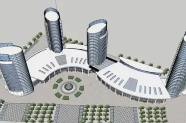 SketchUp Complex Model: Multi-Story High-Rise Office, Hotel, and Conference Center in Modern Style-BIM WORLD