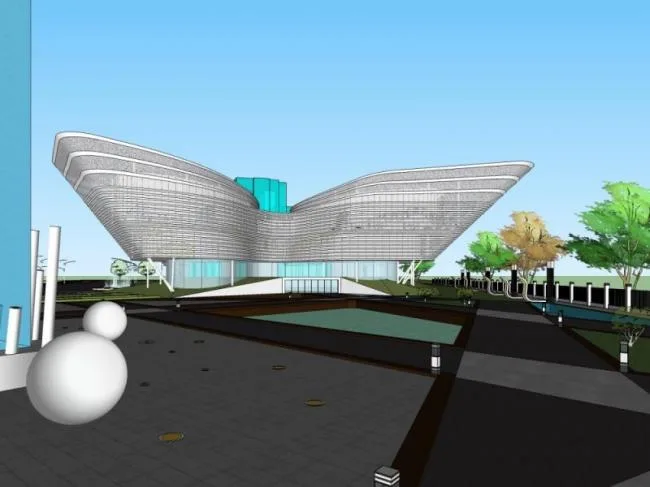 Sketchup Cultural Model | Multi story Exhibition Hall, Cultural Architecture, Modern Style