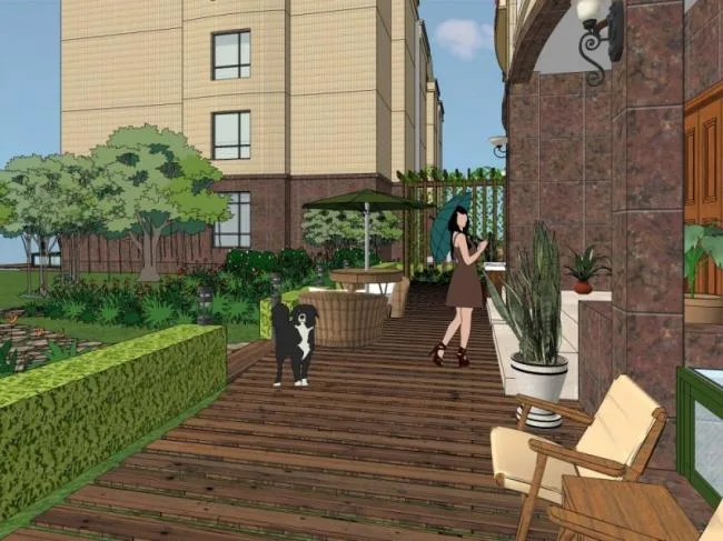 Sketchup Landscape Model | Villa Courtyard Landscape, Modern Style