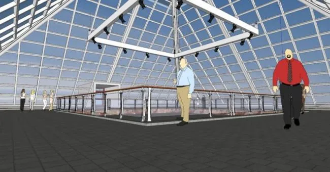 Sketchup Cultural Model | Glass Pyramid with Submerged Square, Cultural Architecture, Modern Style