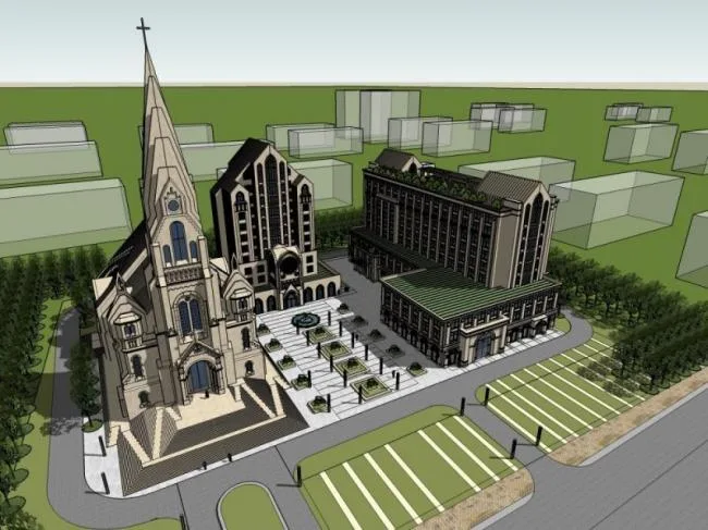 Sketchup Cultural Model | Multi-story Catholic Church, Cultural Architecture, European Style, Classical Style