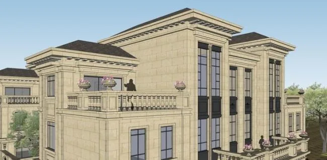 Sketchup Villa Model | Four piece Villa, French Classical Style