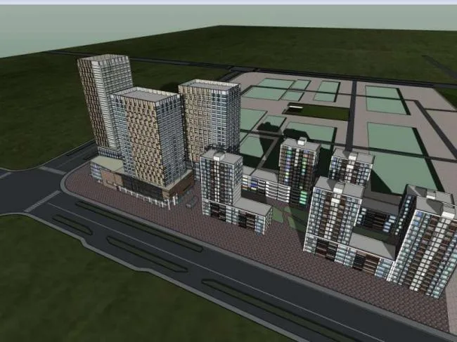 Sketchup Residential Model | High rise Residential Buildings, Modern Style